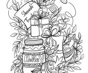 Coloriage Miel, cadeaux et fleurs pour Rosh Hashanah