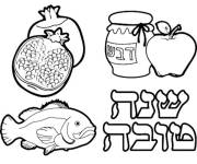 Coloriage et dessins gratuit Nourriture pour c&eacute;l&eacute;brer le Rosh Hashanah à imprimer