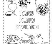 Coloriage Repas du Nouvel An juif