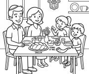 Coloriage Roch Hachana en famille