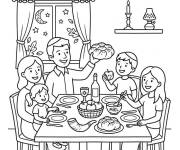Coloriage Roch Hachana et la famille &agrave; table