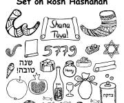 Coloriage Symboles principaux de Rosh Hashanah