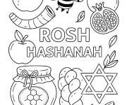 Coloriage Symboles stylis&eacute;s de Rosh Hashanah