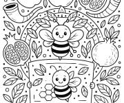 Coloriage Symboles traditionnels de la joyeuse Rosh Hashanah
