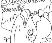 Coloriage T&ecirc;te de poisson pour Rosh Hashanah