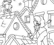 Coloriage Assistant de St Nicolas en action