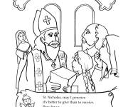 Coloriage C'est le temps de recevoir les cadeaux de St Nicolas