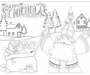Coloriage Joyeuse f&ecirc;te de la Saint-Nicolas