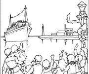 Coloriage L'arriv&eacute; de Saint Nicolas