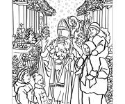 Coloriage L'arriv&eacute; de St Nicolas en ligne