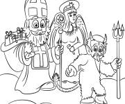 Coloriage Nicolas accompagn&eacute; d'un Ange et d&eacute;mon