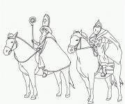 Coloriage Nikolaus et Ruprecht sur les chevaux