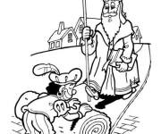 Coloriage P&egrave;re Fouettard d&eacute;roule le tapis pour Saint-Nicolas