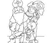Coloriage P&egrave;re Fouettard et Saint Nicolas avec les enfants