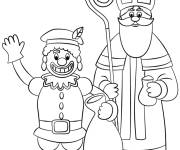 Coloriage P&egrave;re Fouettard et Saint Nicolas en te saluant