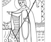 Coloriage Portrait de Saint Nicolas sur vitrail