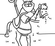 Coloriage Saint-Nicolas &agrave; cheval par num&eacute;ros