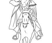 Coloriage et dessins gratuit Saint Nicolas &agrave; cheval vue de face à imprimer