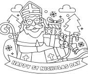 Coloriage Saint Nicolas &agrave; motifs