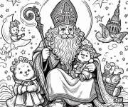 Coloriage Saint Nicolas &agrave; motifs faciles