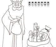 Coloriage Saint Nicolas a pr&eacute;par&eacute; les cadeaux
