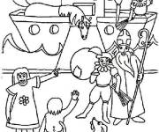 Coloriage Saint Nicolas a sorti de son bateau