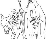 Coloriage Saint Nicolas apporte les cadeaux sur son &acirc;ne