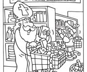 Coloriage Saint Nicolas au supermarch&eacute;