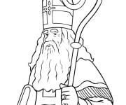 Coloriage Saint-Nicolas avec crosse