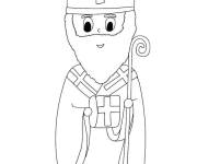 Coloriage et dessins gratuit Saint Nicolas avec des gros yeux à imprimer