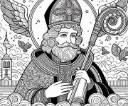 Coloriage Saint Nicolas avec les ailes d'ange