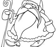 Coloriage Saint Nicolas avec son b&acirc;ton