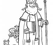 Coloriage Saint-Nicolas avec un gros sac rempli de cadeaux