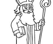 Coloriage et dessins gratuit Saint Nicolas avec un livre à imprimer