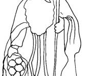 Coloriage Saint Nicolas avec un sac de pommes