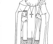Coloriage Saint Nicolas avec un soc d'or