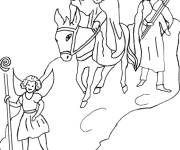Coloriage Saint Nicolas avec une ange facile
