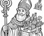 Coloriage Saint Nicolas avec une boite