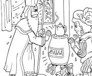 Coloriage Saint Nicolas Black Pete pr&egrave;s du po&ecirc;le