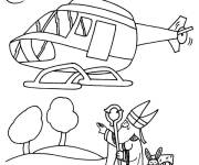 Coloriage Saint Nicolas en h&eacute;licopt&egrave;re