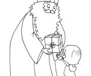 Coloriage Saint Nicolas en offrant un cadeau au gar&ccedil;on