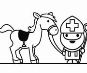 Coloriage et dessins gratuit Saint Nicolas et &acirc;ne en jouets à imprimer