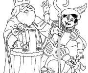 Coloriage Saint Nicolas f&ecirc;te le noel