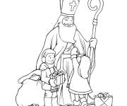 Coloriage Saint Nicolas figure aim&eacute; par les enfants au noel