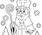 Coloriage Saint Nicolas figure de Noel