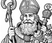 Coloriage Saint Nicolas figurine religieuse de Noel AIMABLE