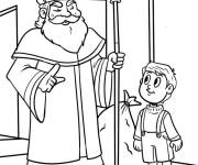 Coloriage Saint Nicolas instruit l'enfant