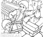 Coloriage Saint Nicolas le gar&ccedil;on qui est devenu P&egrave;re No&euml;l