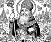 Coloriage Saint Nicolas le personnage le plus attach&eacute; au Noel