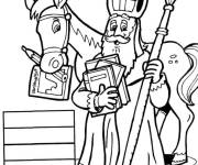 Coloriage Saint Nicolas livre des livres